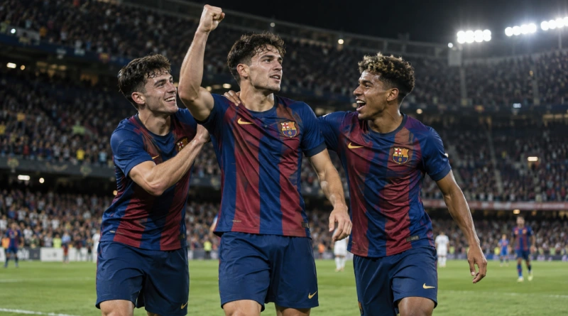 barcelona spelare firar